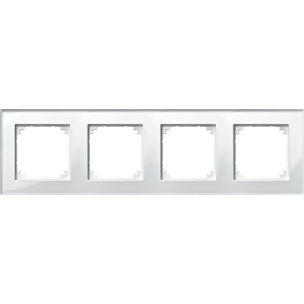 Merten 489419 M-PLAN-Echtglasrahmen 4-fach Brillantweiß