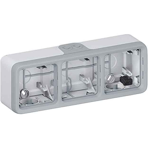 Legrand 069680 Gehäuse 3-fach waagerecht Feuchtraum Aufputz Plexo 55 Grau