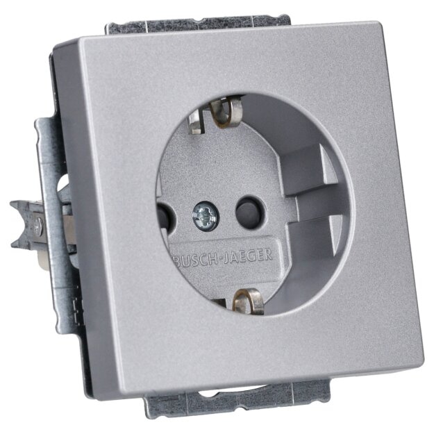 Busch-Jaeger 20 EUCKS-83 SCHUKO® Steckdosen-Einsatz mit erh. Berührungsschutz (Kunststoff (lackiert)) Alusilber 2CKA002013A5272