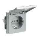 Busch-Jaeger 20 EUK-83 SCHUKO® Steckdosen-Einsatz mit Klappdeckel (Kunststoff (lackiert)) Alusilber 2CKA002018A1487