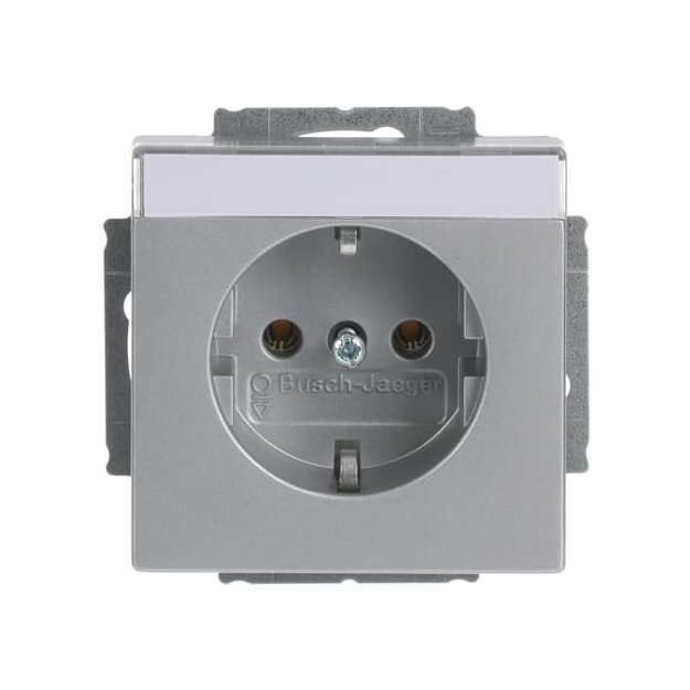 Busch-Jaeger 20 EUN-83 SCHUKO® Steckdosen-Einsatz mit Beschriftungsfeld (Kunststoff (lackiert)) Alusilber 2CKA002011A3810