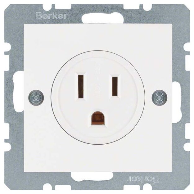 Berker 41661909 Steckdose mit Schutzkontakt USA/CANADA NEMA 5-15 R S.1/B.3/B.7 Polarweiß matt