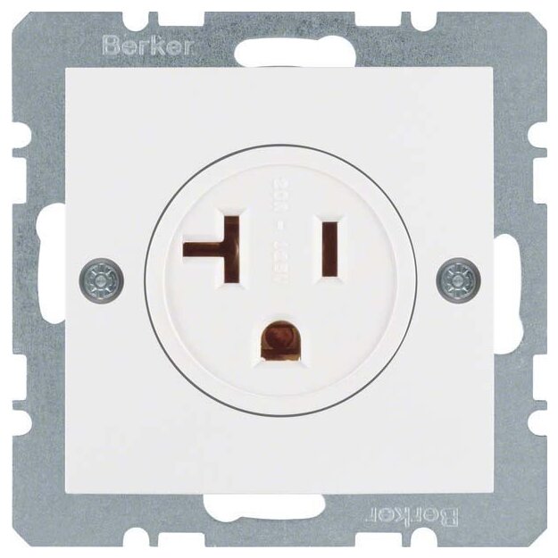 Berker 41688989 Steckdose mit Schutzkontakt USA/CANADA NEMA 5-20 R S.1/B.3/B.7 Polarweiß glänzend