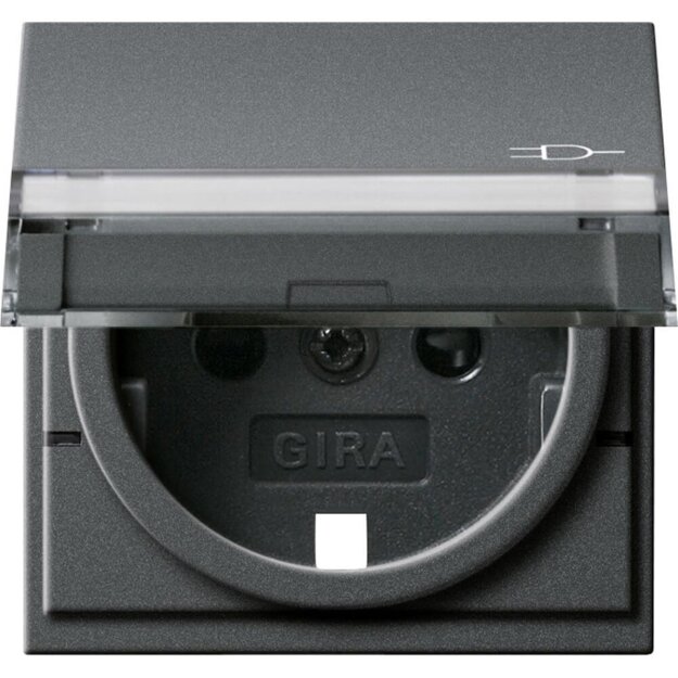 Gira 144628 Abdeckung Schuko Klappdeckel Beschriftungsfeld + Shutter System 55 Anthrazit