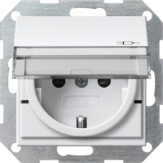 Gira 276203 Schuko Klappdeckel Beschriftungsfeld + Shutter System 55 Reinweiß