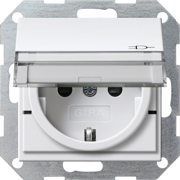 Gira 276227 Schuko Klappdeckel Beschriftungsfeld + Shutter System 55 Reinweiß matt
