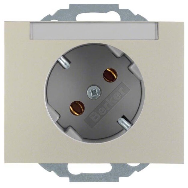 Berker 47287104 Steckdose SCHUKO 45° mit Beschriftungsfeld K.5 Edelstahl lackiert