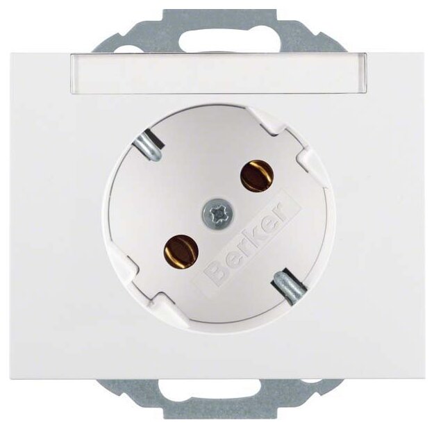 Berker 47287109 Steckdose SCHUKO 45° mit Beschriftungsfeld K.1 Polarweiß glänzend