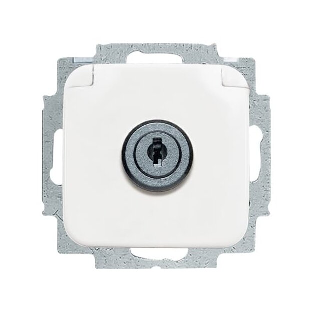 Busch-Jaeger 20 EUKSL-214-101 SCHUKO® Steckdosen-Einsatz mit Klappdeckel und Schloss (Thermoplast) Alpinweiß Reflex SI 2CKA002018A1479