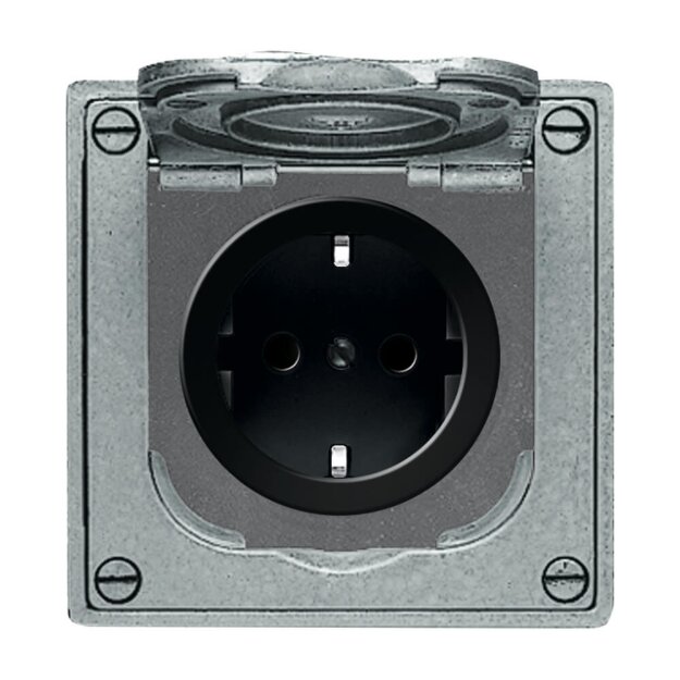 Busch-Jaeger 20 EFDB2 SCHUKO® Steckdose für Wandeinbau (Kunststoff) Hammerschlag Grau 2CKA002011A3871