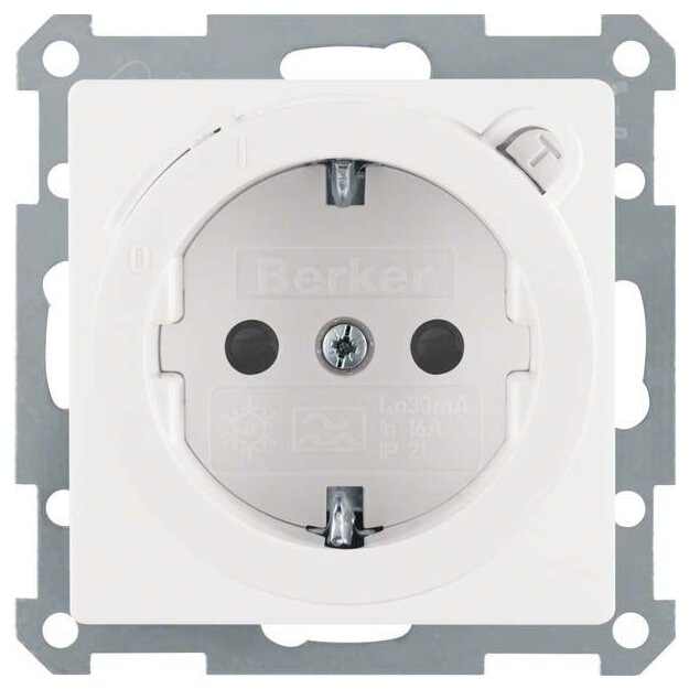 Berker 47086089 Steckdose SCHUKO mit FI-Schutzschalter und erhöhter Berührungsschutz Q.1/Q.3 Polarweiß samt