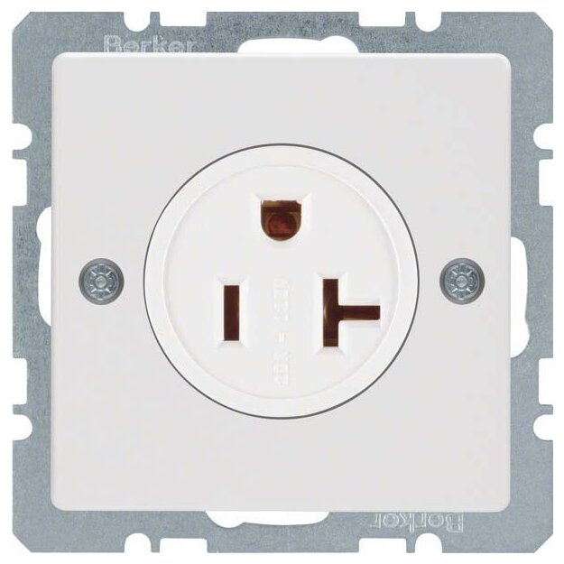 Berker 41686089 Steckdose mit Schutzkontakt USA/CANADA NEMA 5-20 R Q.1/Q.3 Polarweiß samt
