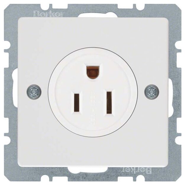 Berker 41666089 Steckdose mit Schutzkontakt USA/CANADA NEMA 5-15 R Q.1/Q.3 Polarweiß samt