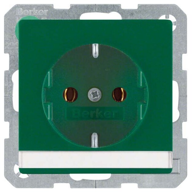 Berker 47506003 Steckdose SCHUKO mit Beschriftungsfeld Q.1/Q.3 Grün samt