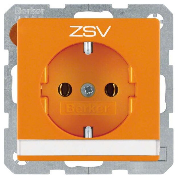 Berker 47506014 Steckdose SCHUKO mit Beschriftungsfeld und Aufdruck Q.1/Q.3 Orange samt