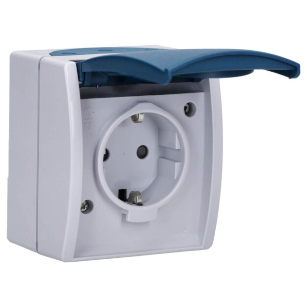Busch-Jaeger 20 EBW-53 SCHUKO® Steckdose mit erh. Berührungsschutz (Thermoplast) Grau ocean® (IP 44) Aufputz Steckdose 2CKA002083A0842