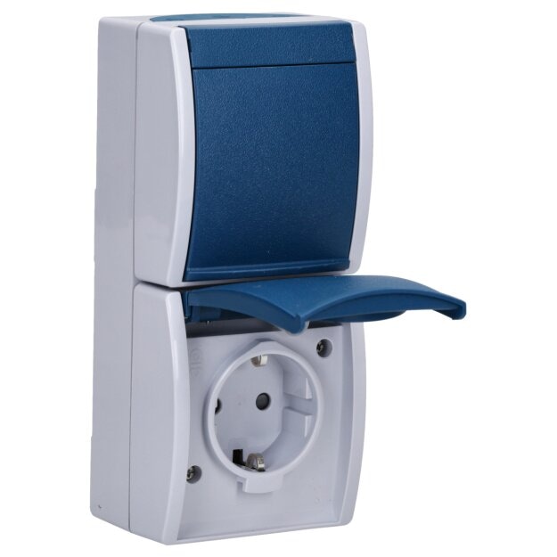 Busch-Jaeger 20-02 EBW-53 SCHUKO® Steckdose mit erh. Berührungsschutz (Thermoplast) Grau ocean® (IP 44) Aufputz Steckdose 2CKA002084A0719