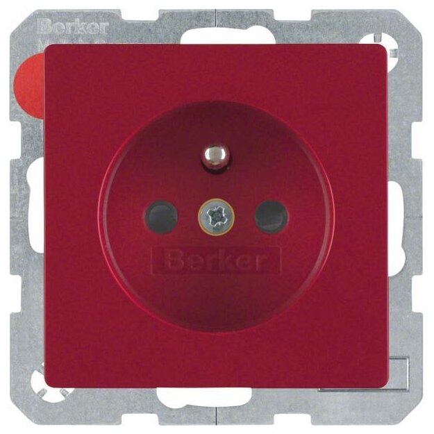 Berker 6768766012 Steckdose mit Schutzkontaktstift mit erhöhtem Berührungsschutz Q.1/Q.3 Rot samt