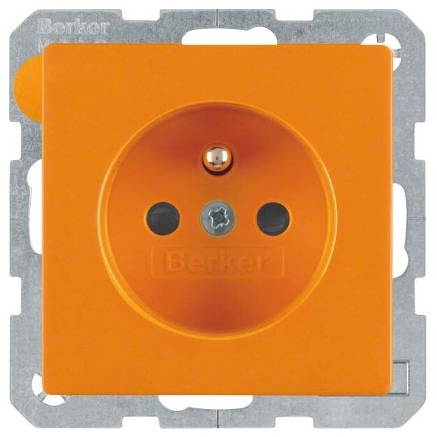 Berker 6768766014 Steckdose mit Schutzkontaktstift und erhöhtem Berührungsschutz Q.1/Q.3 Orange samt