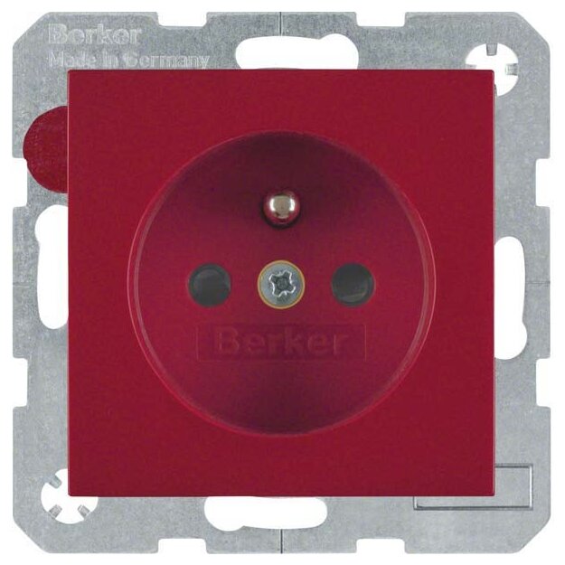 Berker 6768768962 Steckdose mit Schutzkontaktstift und erhöhter Berührungsschutz S.1/B.3/B.7 Rot glänzend