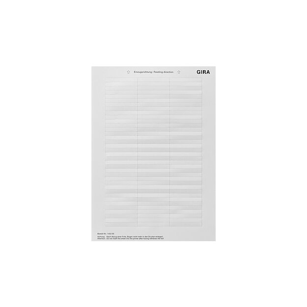 Gira 145300 Beschriftungsbögen 54,5 x 7 mm Zubehör