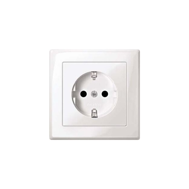 Merten MEG2300-1419 SCHUKO-Steckdose mit voller Abdeckplatte erhöhter Berührungsschutz Steckklemmen Polarweiß glänzend M-SMART