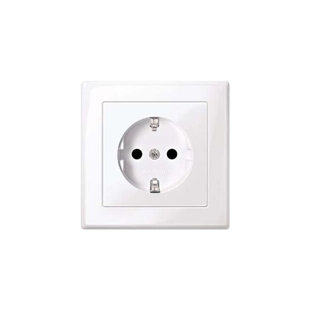 Merten MEG2300-1425 SCHUKO-Steckdose mit voller Abdeckplatte erhöhter Berührungsschutz Steckklemmen Aktivweiß glänzend M-SMART