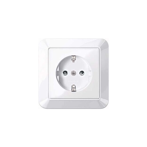 Merten MEG2301-1025 SCHUKO-Steckdose mit voller Abdeckplatte Steckklemmen Aktivweiß glänzend 1-M