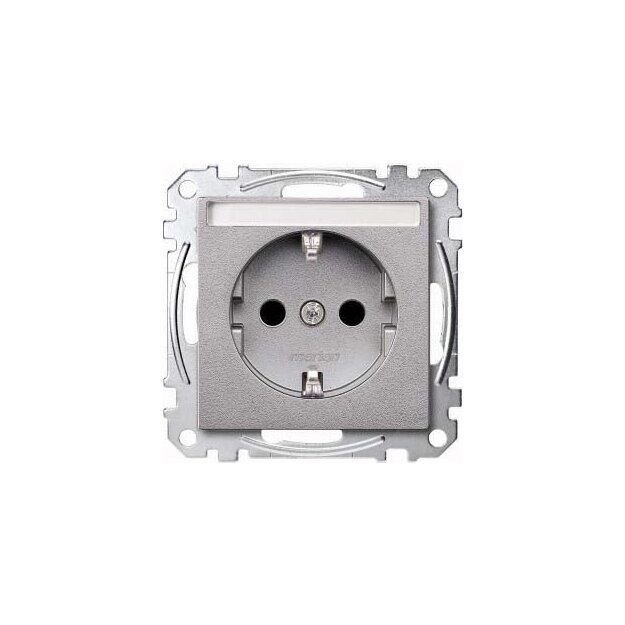 Merten MEG2302-0460 SCHUKO-Steckdose mit Schriftfeld Berührungsschutz Steckklemmen Aluminium System M