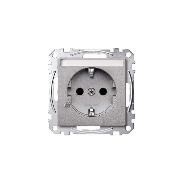 Merten MEG2303-0460 SCHUKO-Steckdose mit Kontrolllicht und Schriftfeld Berührungsschutz Steckklemmen Aluminium System M
