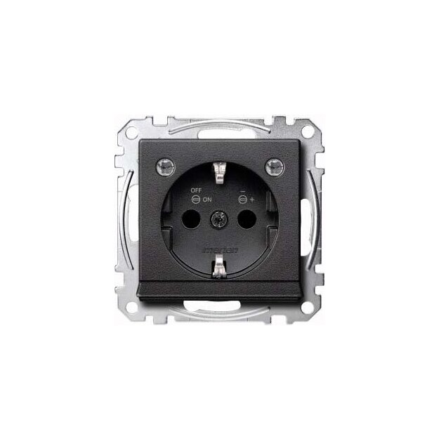 Merten MEG2304-0414 SCHUKO-Steckdose mit Lichtauslass und LED-Beleuchtungs-Modul Berührungsschutz Steckklemmen Anthrazit System M