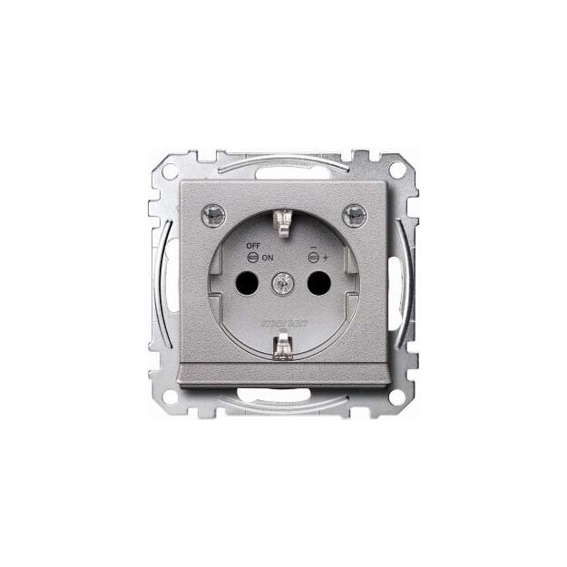 Merten MEG2304-0460 SCHUKO-Steckdose mit Lichtauslass und LED-Beleuchtungs-Modul Berührungsschutz Steckklemmen Aluminium System M