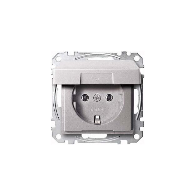Merten MEG2311-0460 SCHUKO-Steckdose mit Klappdeckel Steckklemmen Aluminium System M