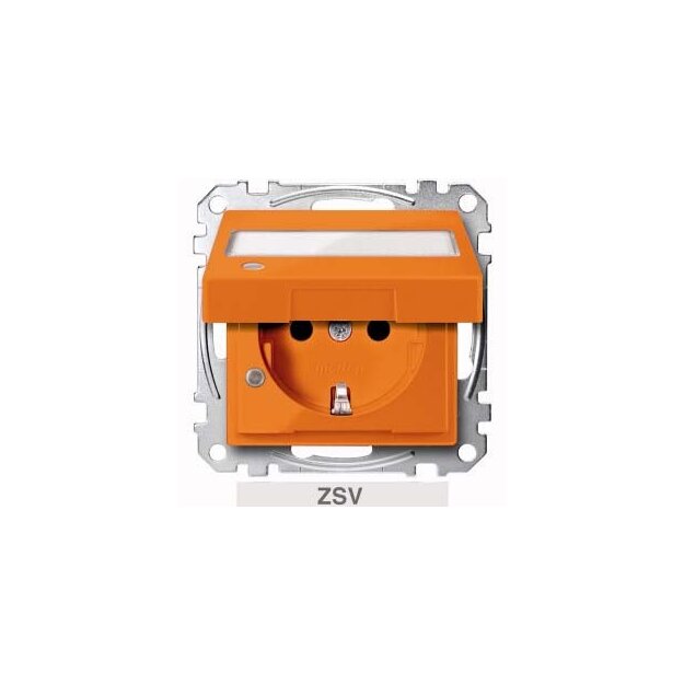 Merten MEG2313-0302 SCHUKO Sonderstromkreise mit Klappdeckel Kontrolllicht Schriftfeld BRS Steckklemmen ZSV Orange System M