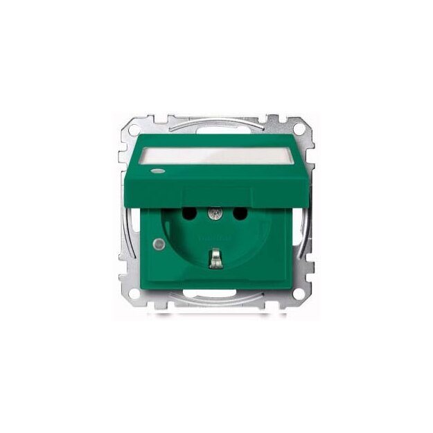 Merten MEG2313-0304 SCHUKO Sonderstromkreise mit Klappdeckel Kontrolllicht und Schriftfeld BRS Steckklemmen SV Grün System M