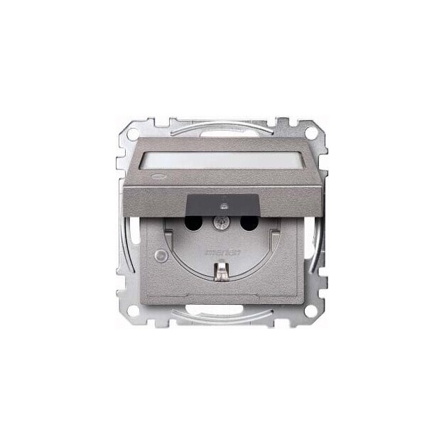 Merten MEG2313-0460 SCHUKO-Steckdose mit Klappdeckel Kontrolllicht und Schriftfeld Berührungsschutz Steckklemmen Aluminium System M