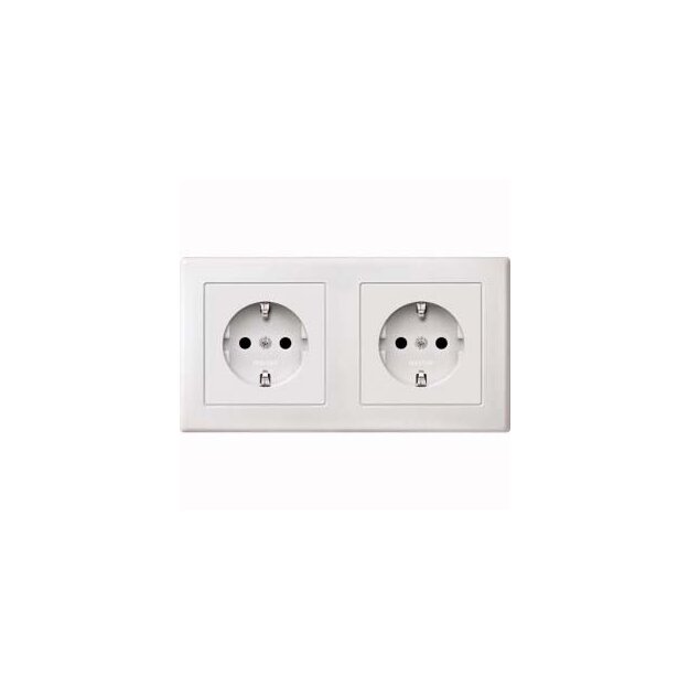 Merten MEG2328-1519 SCHUKO-Doppel-Steckdose Berührungsschutz Steckklemmen Polarweiß M-SMART
