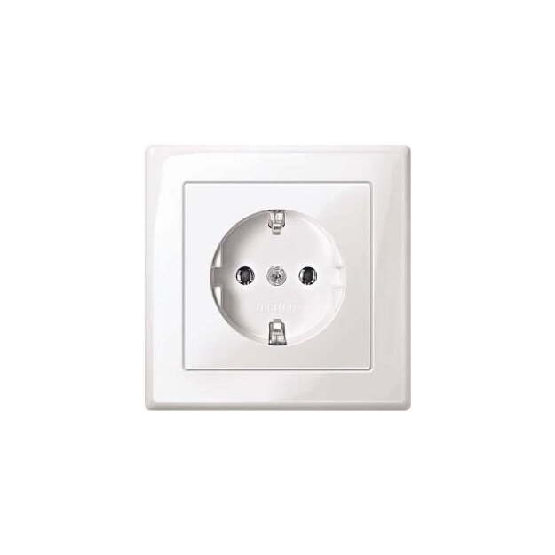 Merten MEG2401-1419 SCHUKO-Steckdose mit voller Abdeckplatte Schraub-Liftklemmen Polarweiß glänzend M-SMART