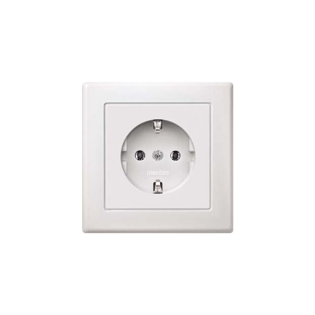 Merten MEG2401-1519 SCHUKO-Steckdose mit voller Abdeckplatte Schraub-Liftklemmen Polarweiß M-SMART