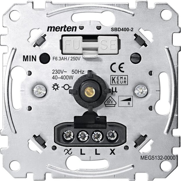 Merten MEG5132-0000 Drehdimmer-Einsatz für ohmsche Last mit Druck-Wechselschalter 40-400 W