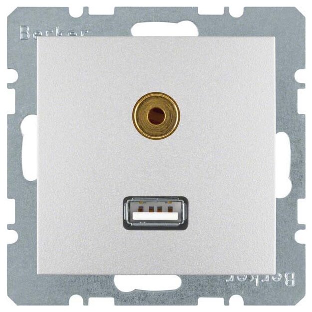 Berker 3315391404 USB/3 5 mm Audio Steckdose S.1/B.3/B.7 Alu matt