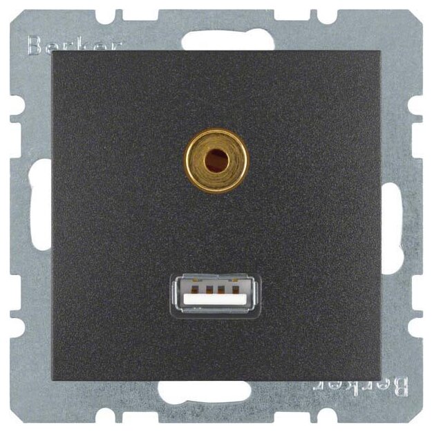 Berker 3315391606 USB/3 5 mm Audio Steckdose S.1/B.3/B.7 Anthrazit matt
