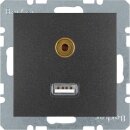 Berker 3315391606 USB/3 5 mm Audio Steckdose S.1/B.3/B.7...