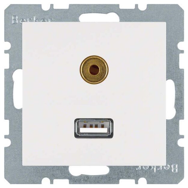 Berker 3315391909 USB/3 5 mm Audio Steckdose S.1/B.3/B.7 Polarweiß matt