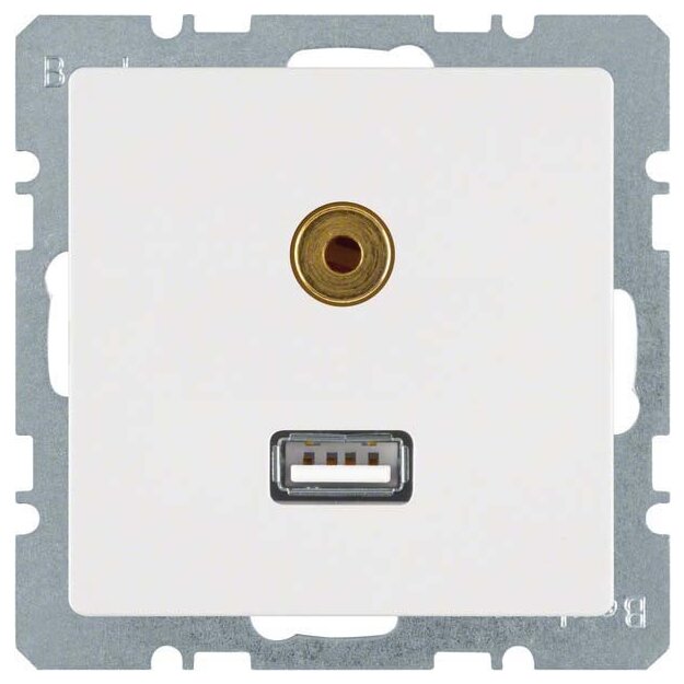 Berker 3315396089 USB/3 5 mm Audio Steckdose Q.1/Q.3 Polarweiß samt