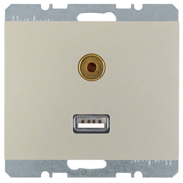 Berker 3315397004 USB/3 5 mm Audio Steckdose K.5 Edelstahl lackiert