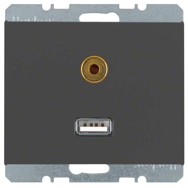 Berker 3315397006 USB/3 5 mm Audio Steckdose K.1 Anthrazit matt