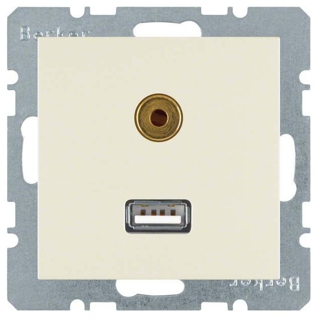 Berker 3315398982 USB/3 5 mm Audio Steckdose S.1/B.3/B.7 Weiß glänzend