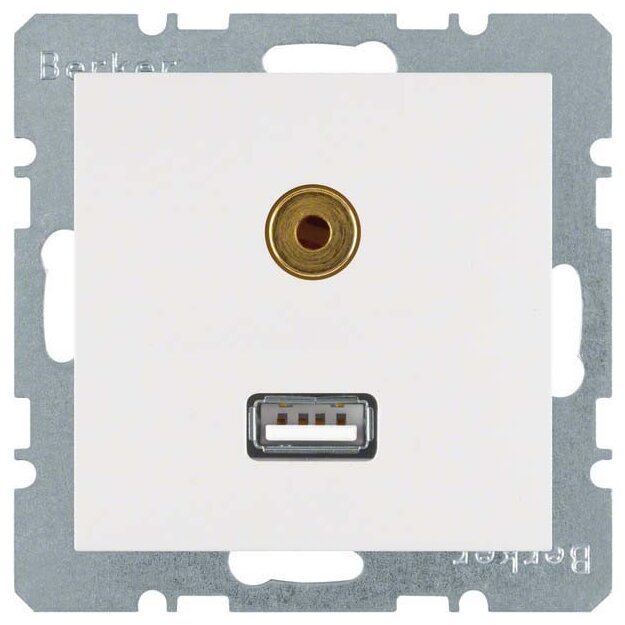 Berker 3315398989 USB/3 5 mm Audio Steckdose S.1/B.3/B.7 Polarweiß glänzend