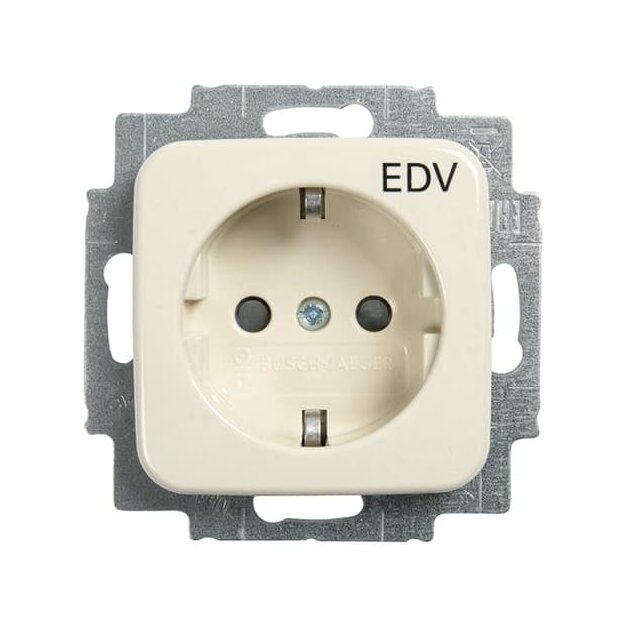 Busch-Jaeger 20 EUC/DVKS-212 SCHUKO® Steckdosen-Einsatz mit Aufdruck "EDV" (Thermoplast) Weiß 2CKA002013A5313